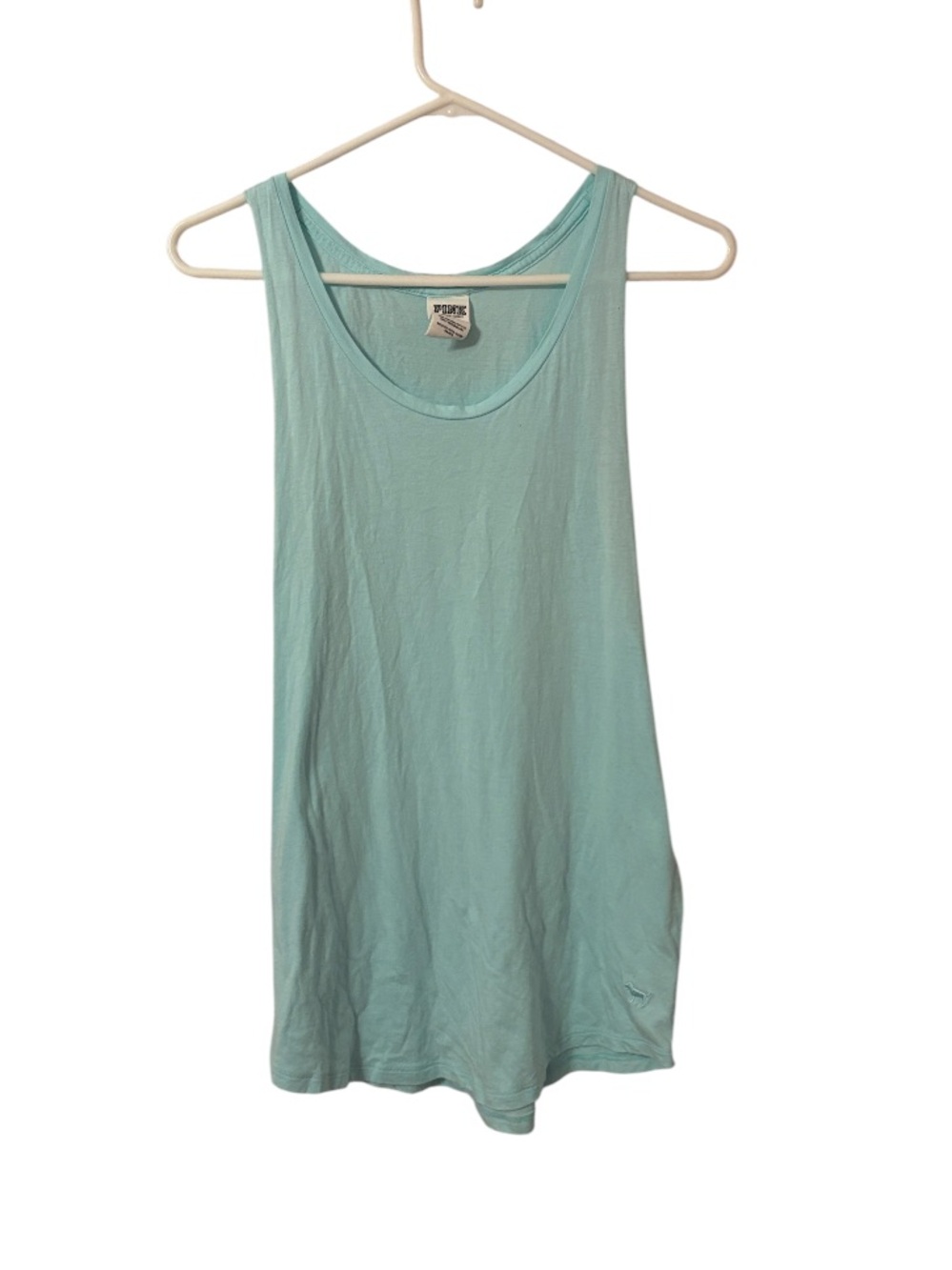 PINK Pale Blue Logo Tank Top